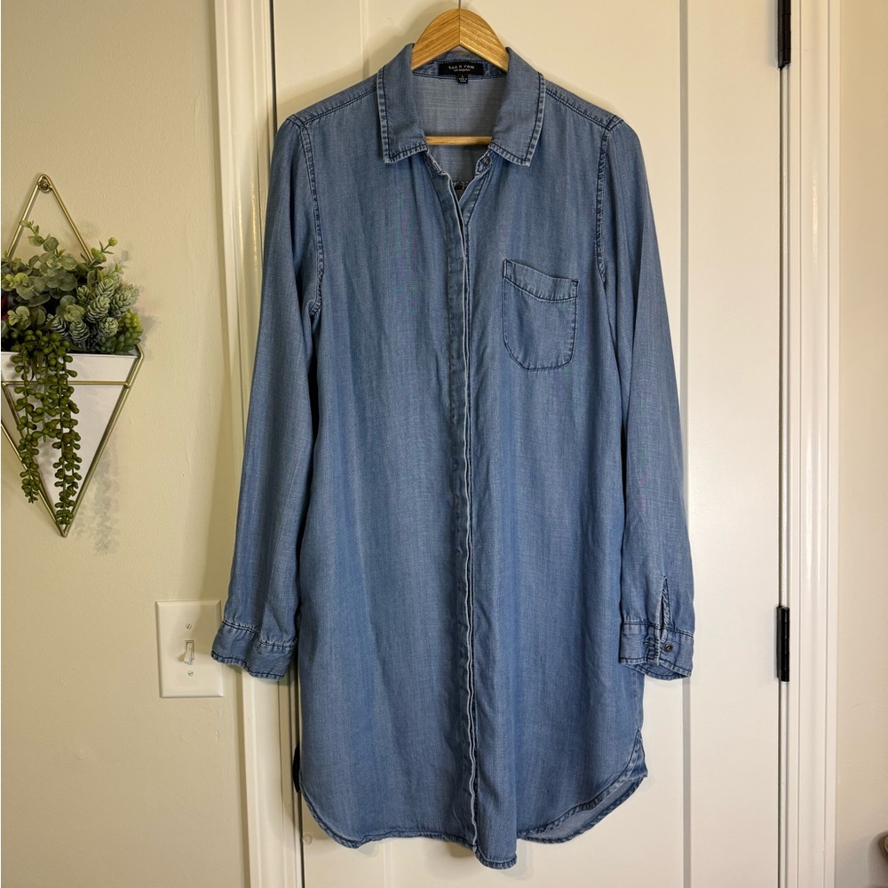 tea n rose Light Blue Denim Shirt Dress